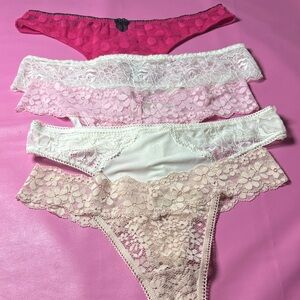 Women's Lace Thong Pack — Pink, White & Cream 5️⃣